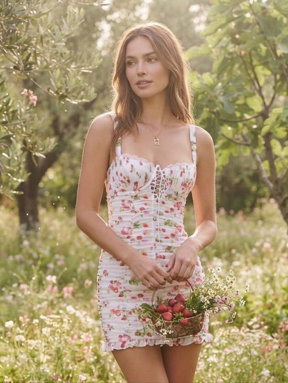 For Love And Lemons strawberry-print mini dress